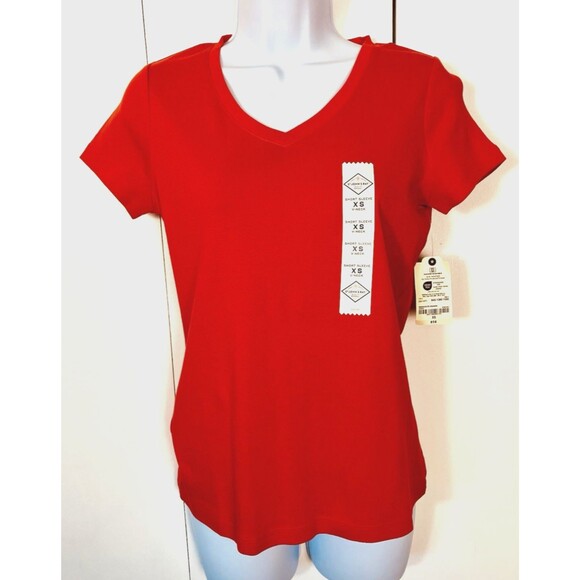 St. John's Bay Tops - NWT St Johns Bay V-Neck Tee Shirt Short Sleeve Vibrant Orange Size XS